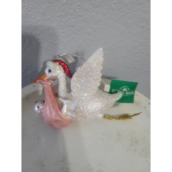 Kurt Adler Stork with Baby Ornament - Picture 1 of 3